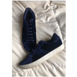 Joie Navy Blue Velvet Sneakers